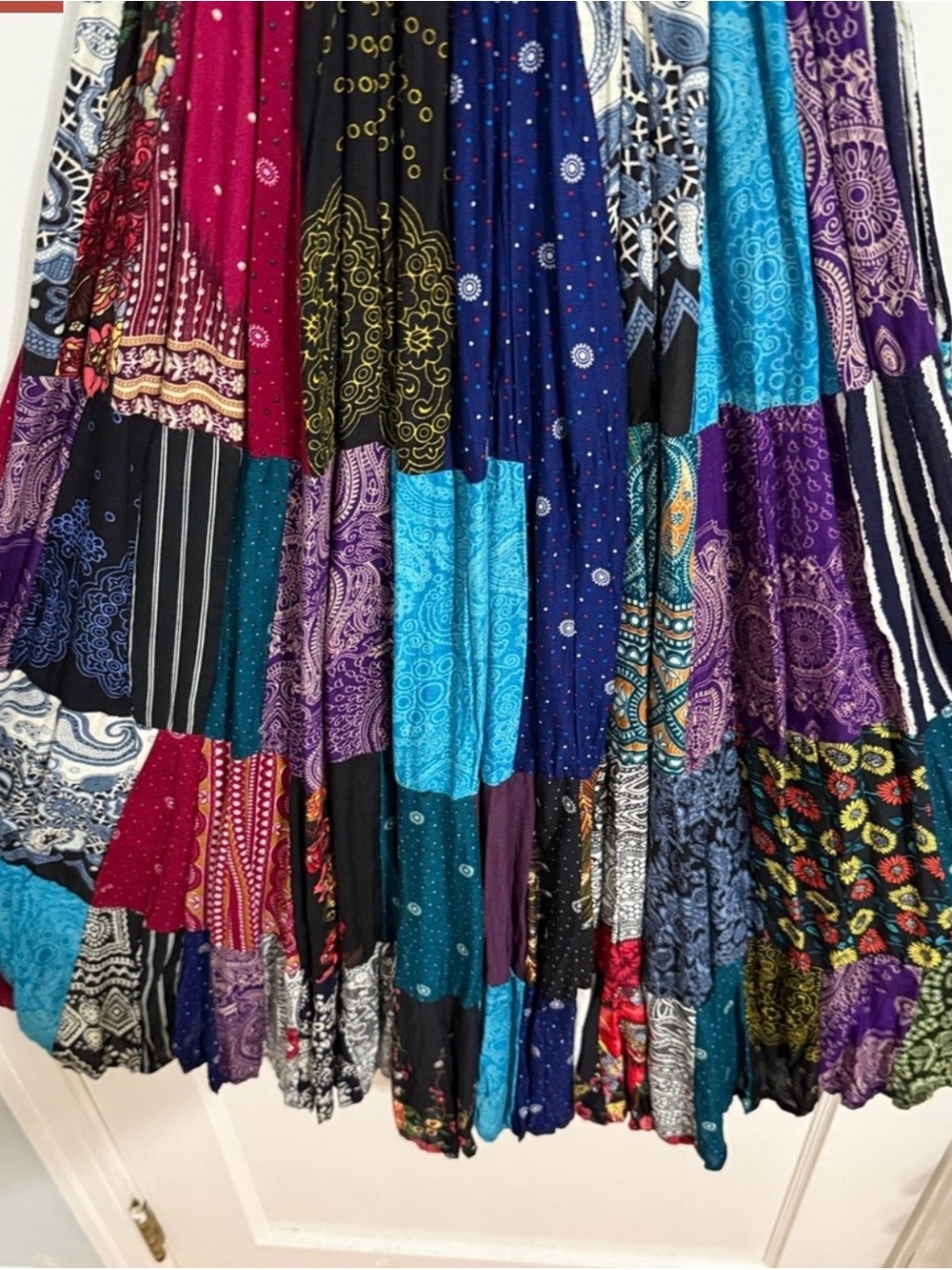Smocked Patchwork Maxi Dress in Multicolor - Picture 3 of 4